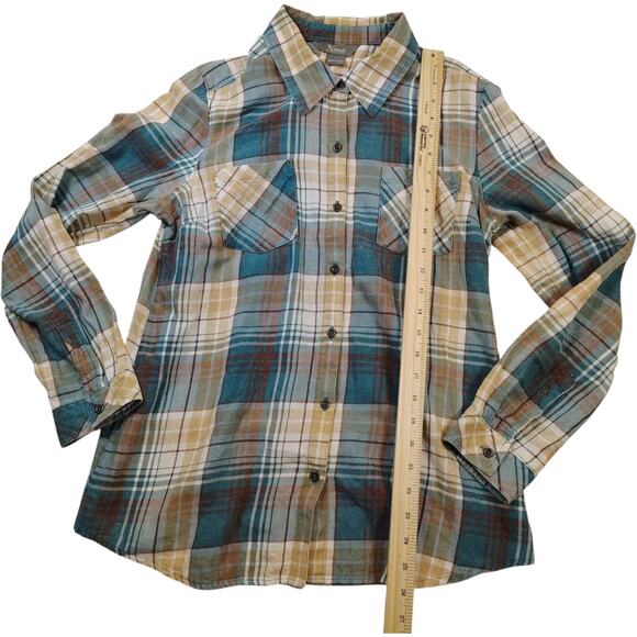 Natural Reflections Men's Brown Blue Plaid Double Breasted Button Up Size M - Picture 3 of 7
